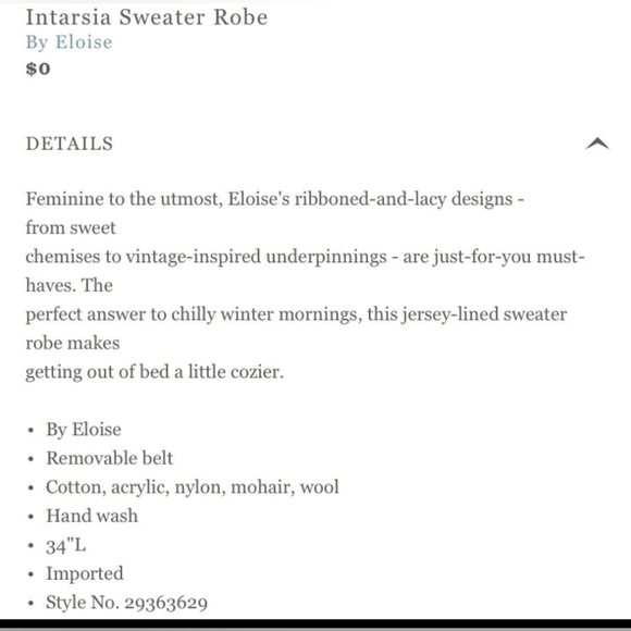 E by Eloise Anthropologie Intarsia sweater robe size L. NWT - Picture 3 of 7